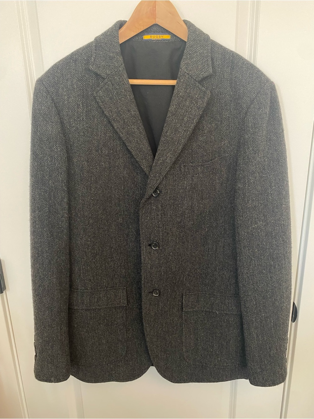 Rugby Ralph Lauren Dark Gray Herringbone Wool Sport Coat